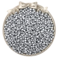 Matte silver-grey glass seed beads in a decorative champagne tray for DIY jewelry - Silver