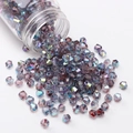4mm Aurora Doppelkegel Glasperlen mit schillernder AB-Beschichtung für DIY-Schmuck - Wildchrysanthemen-Lila