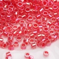Iris red cylindrical glass seed beads with rainbow coating for DIY jewelry making - AB Coating Red Cylindrical Beads (#20)