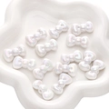Perline a fiocco in acrilico bianco iridescente effetto AB per gioielli fai-da-te - Fiocco a Bordo Arrotondato / Confezione da 5 (26x15mm) / Bianco
