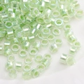 Translucent light green glass beads with iridescent pearl coating for DIY jewelry - Pearly Light Green Tube Beads (#19)