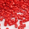 Vibrant red cylinder glass seed beads with glossy enamel finish for DIY jewelry making - Red Polished Cylindrical Tube Beads (#22)
