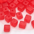 Matte red glass cube beads with center holes for DIY jewelry making accessories - Red Cube Matte Beads (#23)