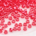 Pink glass cylinder seed beads with silver-lined core for DIY handmade jewelry crafts - Rose Red Transparent Silver Core Beads (#24)