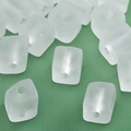 Frosted white translucent glass cube beads with center hole for DIY jewelry making - Semi-transparent White Cube