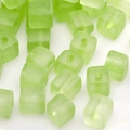 Frosted emerald green cube glass beads with round holes for DIY jewelry making - Frosted Emerald Green Cubic (#24)