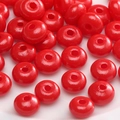 Polished red glass seed beads with center hole for DIY jewelry making and necklaces - Red Glossy Large Hole Round Beads (#27)