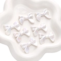 Perline a fiocco in acrilico bianco perlato con finitura arcobaleno AB per gioielli DIY - Fiocco di Nastro / Confezione da 5 (32x24mm) / Bianco