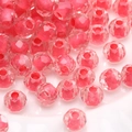 Faceted pink glass beads with center holes for DIY jewelry making and necklaces - Peach Red Faceted Loose Beads (#28)