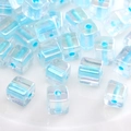 Light blue iridescent cube glass beads for DIY jewelry making handmade accessories - Cube Bead (#08)