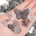 Matte grey acrylic bow and flower beads for DIY jewelry making handmade bracelets - 20g per Pack / Black & Gray Series