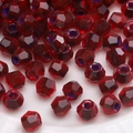 Deep red faceted glass beads for DIY jewelry making in pomegranate red finish - Garnet Red Polyhedron Beads (#31)