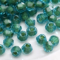 Lake blue multifaceted glass seed beads with center hole for DIY jewelry making - Faceted Lake Blue Round (#28)