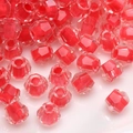 Faceted red glass seed beads for DIY jewelry making, high-shine cylinder cut finish - Big Red Faceted Beads (#32)