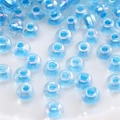 Iridescent light blue glass seed beads with pearlescent finish for DIY jewelry making - Round Bead (#12)
