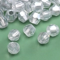 Faceted transparent white glass beads with pearlescent finish for DIY jewelry making - Faceted Pearl White