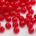 Glossy red glass seed beads with through-hole for DIY jewelry making and crafts - True Red Polished Round Beads (#35)