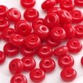 Polished vibrant red glass seed beads in rondelle shape for DIY jewelry making - Big Red Glazed Flat Round Beads (#37)