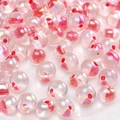 Pink semi-transparent glass beads with red core for DIY jewelry making and crafts - Sweet Pink Irregular Beads (#38)
