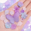 DIY jewelry beads in frosted acrylic purple-blue gradient flower and leaf shapes - 20g per Pack / Blue-Purple Series