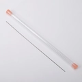 Long beaded needle with a silver finish and a transparent storage tube with pink caps - 0.8mm (Single Needle)