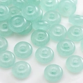 Translucent mint green rondelle glass beads with subtle stone texture for DIY jewelry - Mint Green Rondelle (#37)