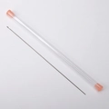 Extra long thin metal beading needle tool with orange capped clear storage tube - 0.9mm (Single Needle)