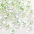 Green rainbow glass seed beads with irregular stripes for DIY jewelry making and crafts - Iridescent Striped Irregular Beads (#38)