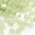 Light green striped glass beads with speckled texture for DIY jewelry making - Style #41