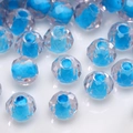 Faceted blue glass beads with clear outer layer for DIY jewelry making and crafts - Faceted Bead (#23)