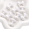 Charme perle a fiocco in acrilico bianco iridescente per braccialetti fai da te a mano - Fiocco a Doppio Strato / Confezione da 2 (31x21mm) / Bianco
