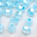 Faceted light blue glass beads with cylindrical shape for DIY jewelry making - Cylindrical Bead (#24)