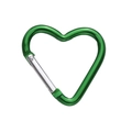 Metallic green heart-shaped aluminum carabiner with silver spring clip for backpacks - Heart-shaped Design 44x45mm Dark Green. / 1pc/pack