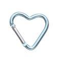 Light blue heart-shaped aluminum carabiner clip with a silver spring gate mechanism - Heart-shaped Design 44x45mm Light Blue. / 1pc/pack
