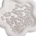 Iridescent white ABS faux pearls with aurora coating for DIY jewelry making - Flying Saucer / 8mm (2 Pieces/Pack) / White