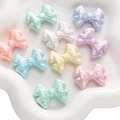 Perline a fiocco in acrilico AB in tonalità pastello macaron per gioielli fai-da-te - Fiocco a Doppio Strato / Confezione da 10 (31x21mm) / Colori Misti Casuali