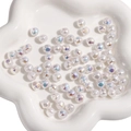 Iridescent white ABS imitation pearl round beads for DIY jewelry and handmade crafts - Concave Bean / 8mm (2 Pieces/Pack) / White