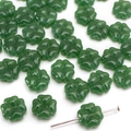 Dark green clover-shaped beads for DIY jewelry making featuring smooth polished finish - 10 Pieces Pack / Synthetic Dark Green Jade