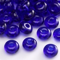 Royal blue glass beads in flat round shape for DIY bracelet and jewelry making - Large Hole Bead (#33)