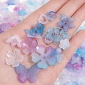 Frosted acrylic purple blue gradient bow and flower beads for DIY jewelry making - 20g per Pack / Blue Series