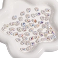 Irisierende ovale ABS-Perlenimitat für DIY-Schmuck und Armbänder in Blau-Violett - Gedreht / 7x10mm (2 Stück/Packung) / Weiß