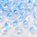 Blue AB translucent glass seed beads with iridescent finish for DIY jewelry crafts - Pebble Bead (#35)