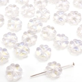 Iridescent glass flower bead with four petals and AB coating for DIY jewelry making - 10 Pieces Pack / Imported Colorful