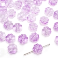 Purple clover flower glass beads for DIY necklaces with frosted gradient finish - Lilac