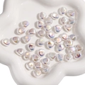 Unregelmäßige herzförmige schillernde ABS-Perlen für DIY-Schmuckherstellung - Fels / 10x11mm (2 Stück/Packung) / Weiß