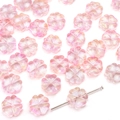 DIY translucent pink flower bead with gold glitter and central hole for jewelry - Deep Pink