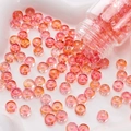 Pink and orange gradient 6x3mm round disc beads for DIY jewelry making in a bottle - 10g/Pack (Approx. 40 Pieces) / Red