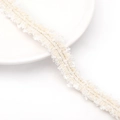 Ruban de dentelle à pompons blanc crème avec fil d'or pour bricolage et couture - 2 Lignes d'Or 2cm de Largeur / 1 Yard/Pack (Environ 0,9m) / Blanc