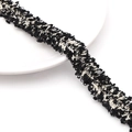 Black and white tweed tassel ribbon trim for handmade DIY fashion accessories - Narrow Style / Black