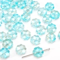 Translucent light blue four-leaf clover glass beads with glitter for DIY jewelry making - Lake Blue